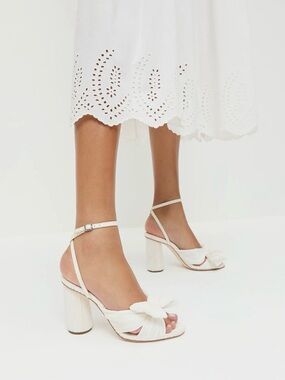 Loeffler Randall Camellia White Pleated Bow Heel 9 NEW